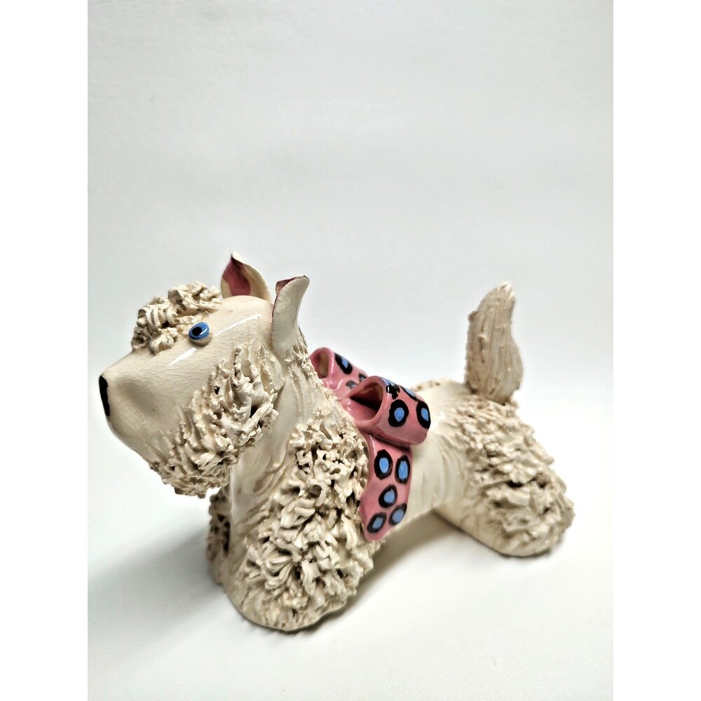 MCM Spaghetti Trim Schnauzer Scottish Terrier Applied Ribbon Dog Figurine 6"long